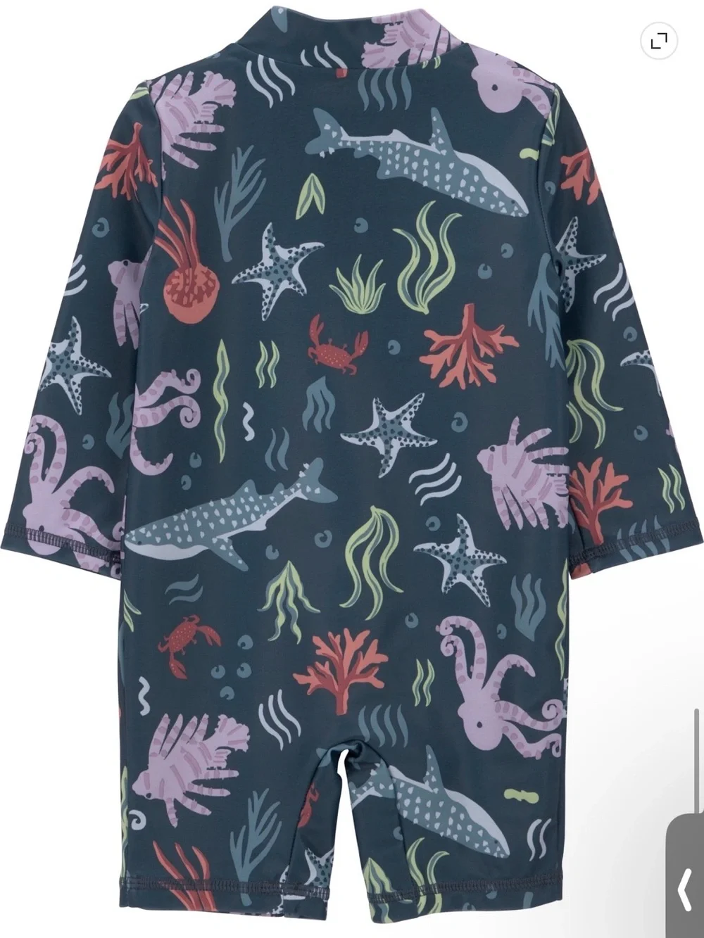 Carter's Navy Ocean Critter Zip Long-Sleeve Swim Romper